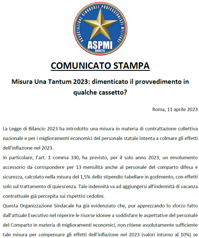 Misura Una Tantum 2023: dimenticato il provvedimento in qualche cassetto?