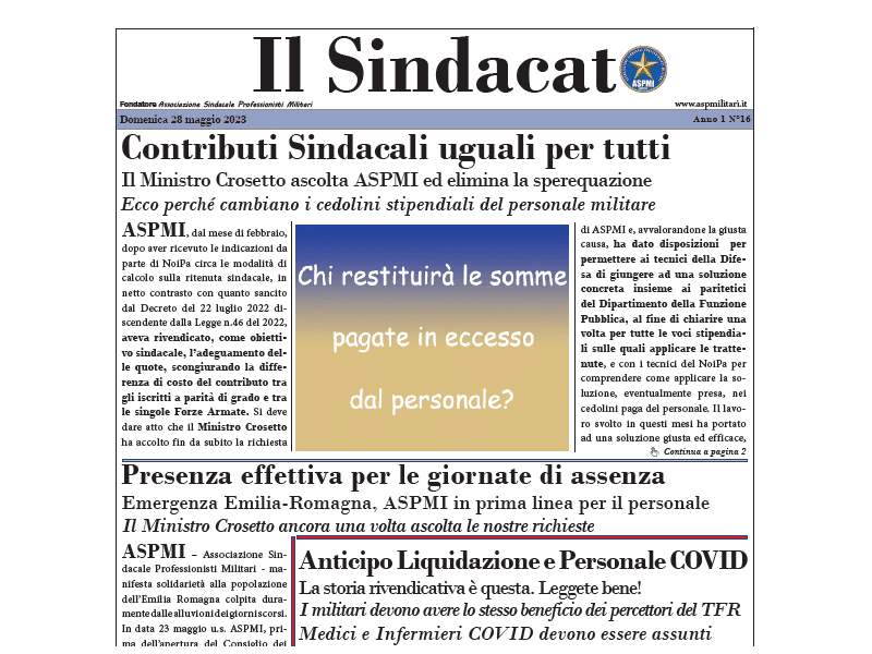 Il Sindacato Anno 1 Numero 16