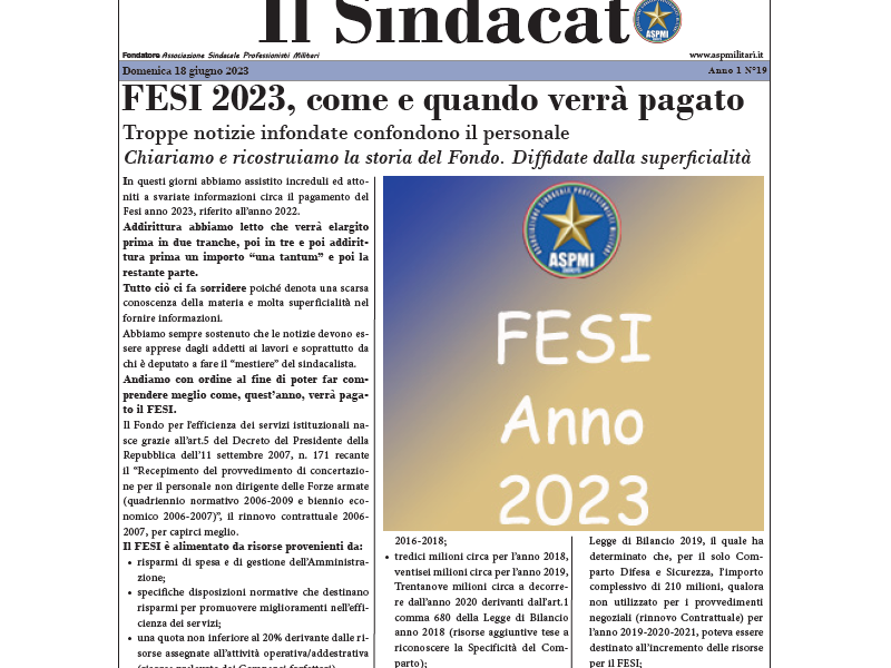 Il Sindacato Anno 1 Numero 19