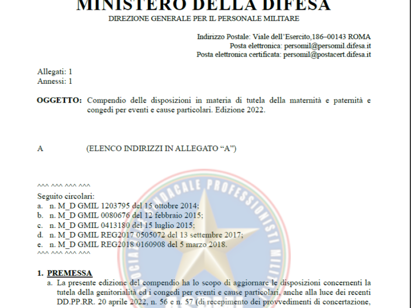 Compendio delle disposizioni in materia di tutela della maternità e paternità e congedi per eventi e cause particolari. Edizione 2022.